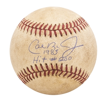 1983 Cal Ripken Jr. Game Used, Signed, and Inscribed OAL MacPhail Baseball Used For 200th Hit of 1983 Season - Inscribed "1983 Hit #200" (Ripken LOA) 